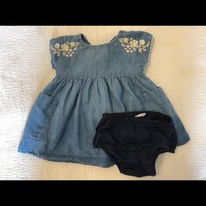 BABY GAP EMBROIDERED CHAMBRAY DRESS